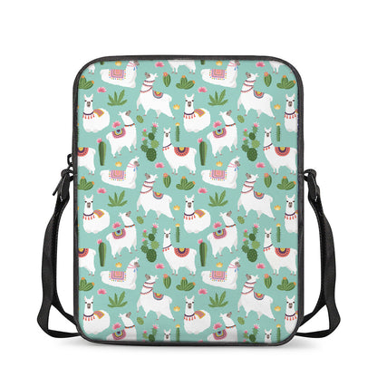Cute Cactus And Llama Pattern Print Rectangular Crossbody Bag