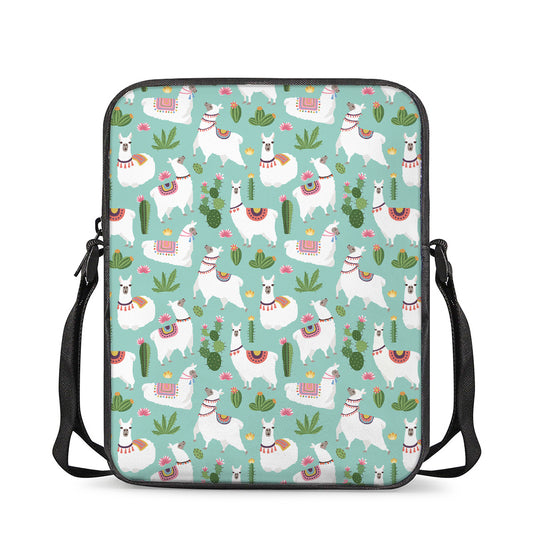 Cute Cactus And Llama Pattern Print Rectangular Crossbody Bag