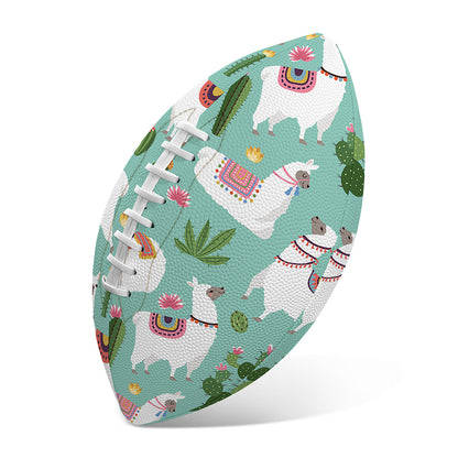 Cute Cactus And Llama Pattern Print Rugby Ball
