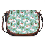 Cute Cactus And Llama Pattern Print Saddle Bag