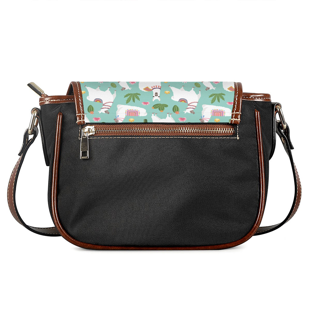 Cute Cactus And Llama Pattern Print Saddle Bag