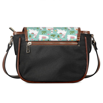 Cute Cactus And Llama Pattern Print Saddle Bag