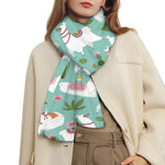 Cute Cactus And Llama Pattern Print Scarf