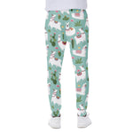 Cute Cactus And Llama Pattern Print Scuba Joggers