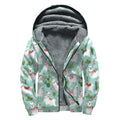 Cute Cactus And Llama Pattern Print Sherpa Lined Zip Up Hoodie
