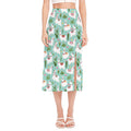 Cute Cactus And Llama Pattern Print Side Slit Midi Skirt
