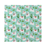 Cute Cactus And Llama Pattern Print Silk Bandana