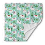 Cute Cactus And Llama Pattern Print Silk Bandana