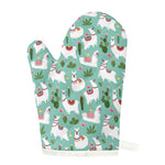 Cute Cactus And Llama Pattern Print Single Oven Mitt