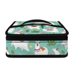 Cute Cactus And Llama Pattern Print Small Lunch Bag