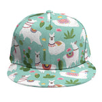 Cute Cactus And Llama Pattern Print Snapback Cap