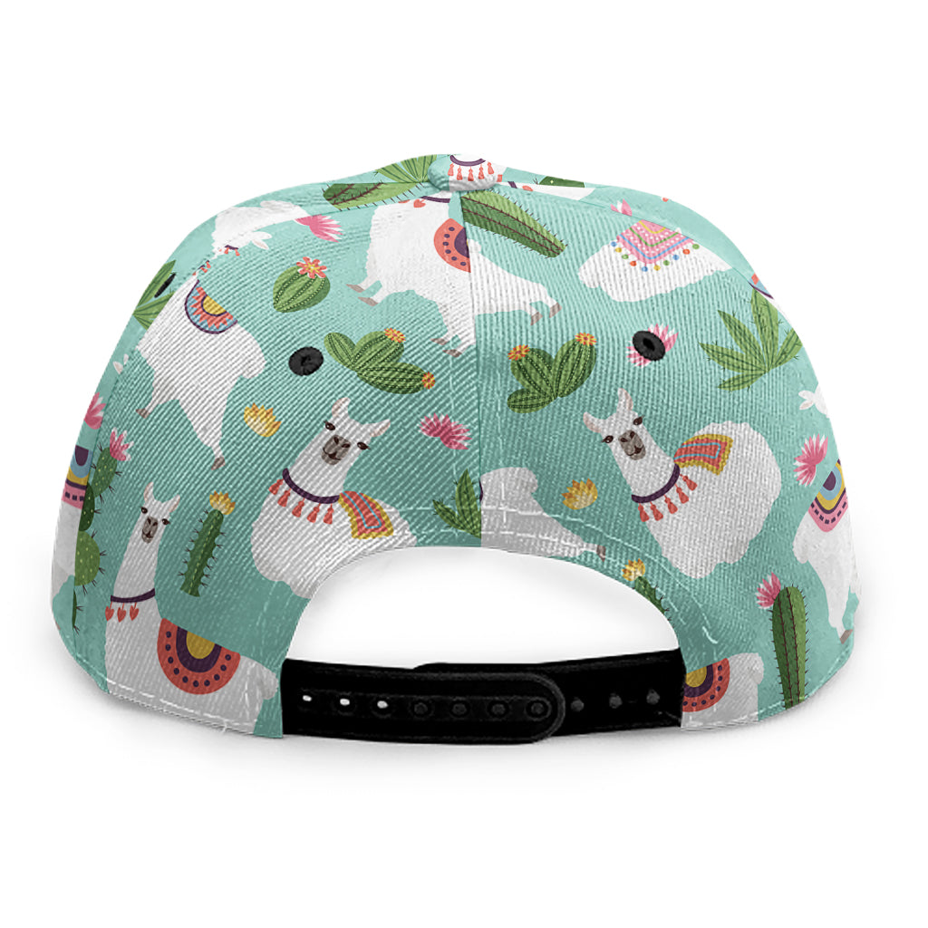 Cute Cactus And Llama Pattern Print Snapback Cap