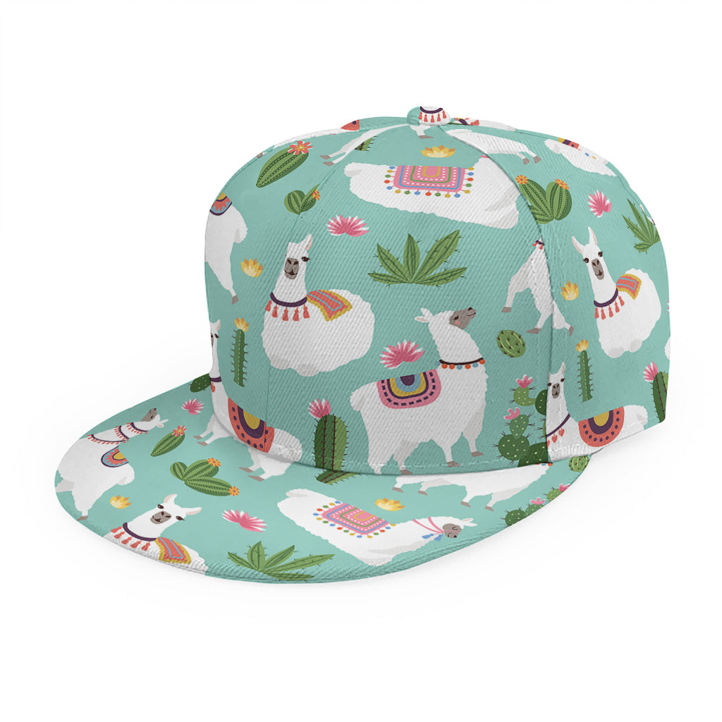 Cute Cactus And Llama Pattern Print Snapback Cap