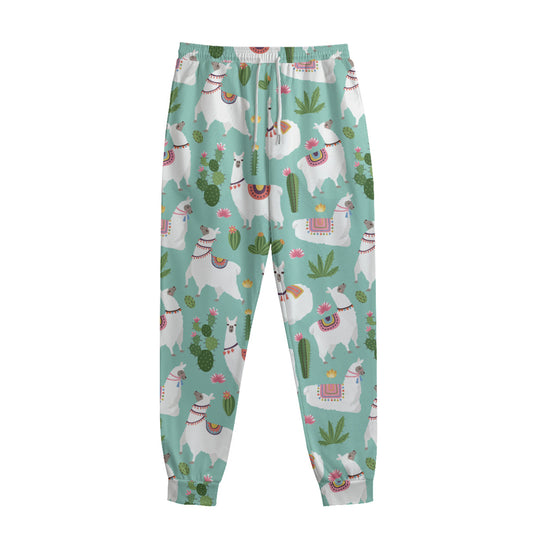 Cute Cactus And Llama Pattern Print Sweatpants