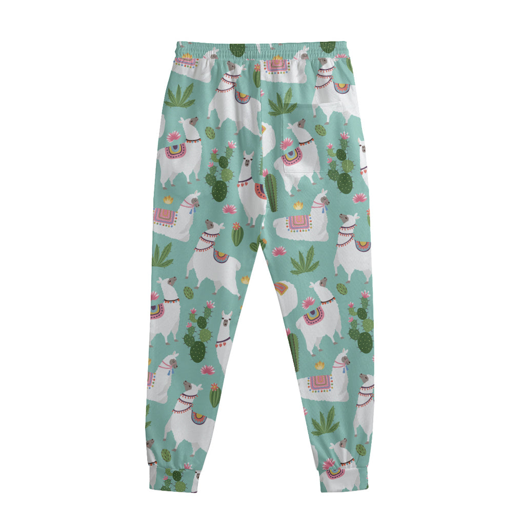 Cute Cactus And Llama Pattern Print Sweatpants
