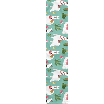 Cute Cactus And Llama Pattern Print Table Runner