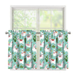 Cute Cactus And Llama Pattern Print Tier Curtains