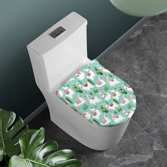 Cute Cactus And Llama Pattern Print Toilet Lid Cover