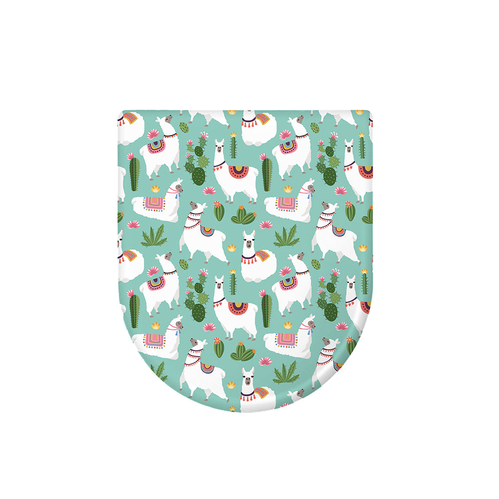Cute Cactus And Llama Pattern Print Toilet Lid Cover