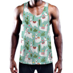 Cute Cactus And Llama Pattern Print Training Tank Top