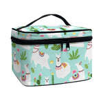 Cute Cactus And Llama Pattern Print Travel Makeup Bag