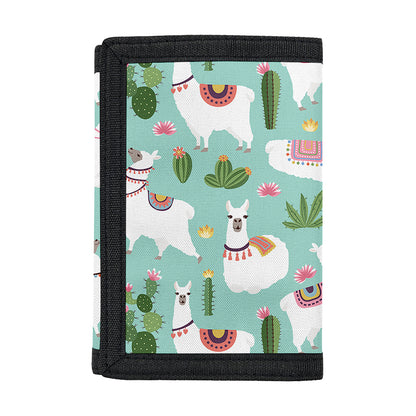 Cute Cactus And Llama Pattern Print Trifold Wallet