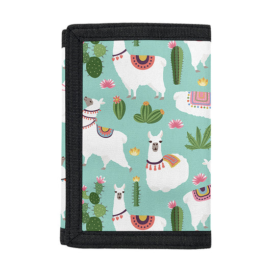 Cute Cactus And Llama Pattern Print Trifold Wallet