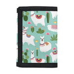 Cute Cactus And Llama Pattern Print Trifold Wallet