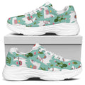 Cute Cactus And Llama Pattern Print White Chunky Shoes
