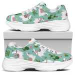 Cute Cactus And Llama Pattern Print White Chunky Shoes