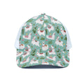 Cute Cactus And Llama Pattern Print White Mesh Trucker Hat