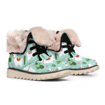 Cute Cactus And Llama Pattern Print Winter Boots