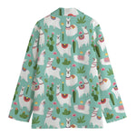 Cute Cactus And Llama Pattern Print Women's Blazer
