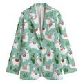 Cute Cactus And Llama Pattern Print Women's Cotton Blazer