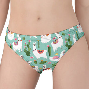 Cute Cactus And Llama Pattern Print Women's Panties