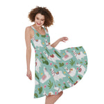 Cute Cactus And Llama Pattern Print Women's Sleeveless Dress