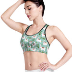 Cute Cactus And Llama Pattern Print Women's Sports Bra