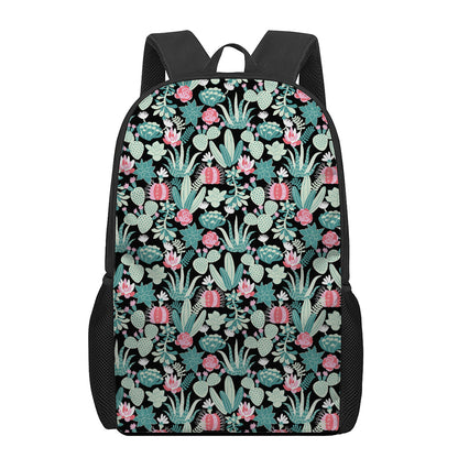 Cute Cactus And Succulent Print 17 Inch Backpack