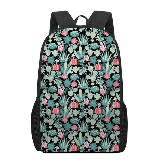 Cute Cactus And Succulent Print 17 Inch Backpack