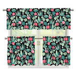 Cute Cactus And Succulent Print 3 Piece Kitchen Curtains