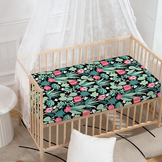 Cute Cactus And Succulent Print Baby Crib Sheet