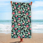 Cute Cactus And Succulent Print Beach Towel
