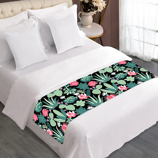 Cute Cactus And Succulent Print Bed Runner