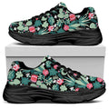 Cute Cactus And Succulent Print Black Chunky Shoes