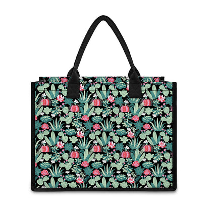 Cute Cactus And Succulent Print Canvas Tote Bag