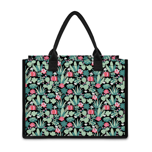 Cute Cactus And Succulent Print Canvas Tote Bag