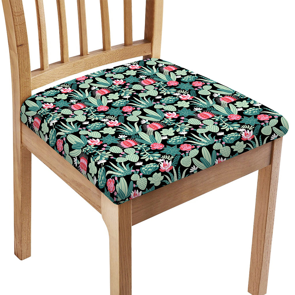 Cute Cactus And Succulent Print Chair Cushion Cover