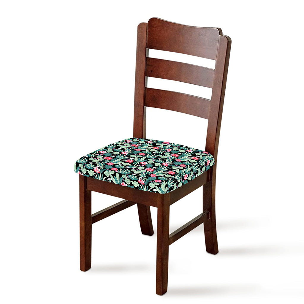 Cute Cactus And Succulent Print Chair Cushion Cover