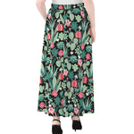 Cute Cactus And Succulent Print Chiffon Maxi Skirt