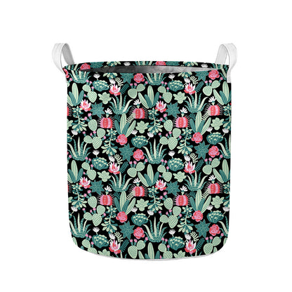 Cute Cactus And Succulent Print Collapsible Laundry Basket